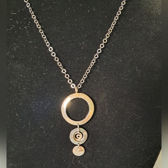 925 Israel Sterling Silver Silpada Circle Hammered Pendant Necklace - Picture 6 of 12